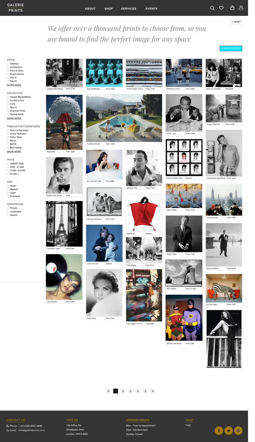 Redesigned shop grid with filters