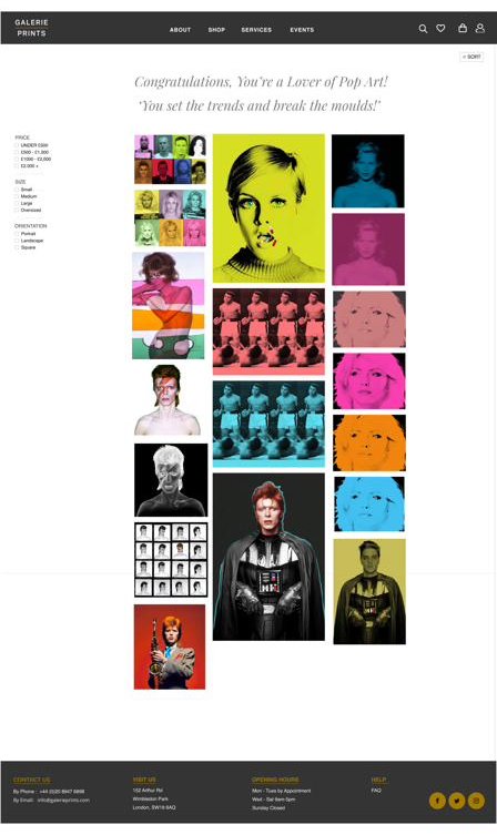 Visual search result: a curated pop-art set