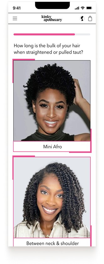 Redesigned quiz with real hair photography