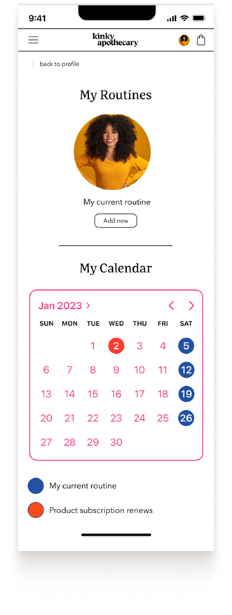 My Routines & subscription calendar